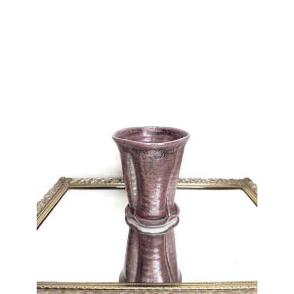 Unique Vintage Purple Gray Signed Pottery Vase - Picture 1 of 10